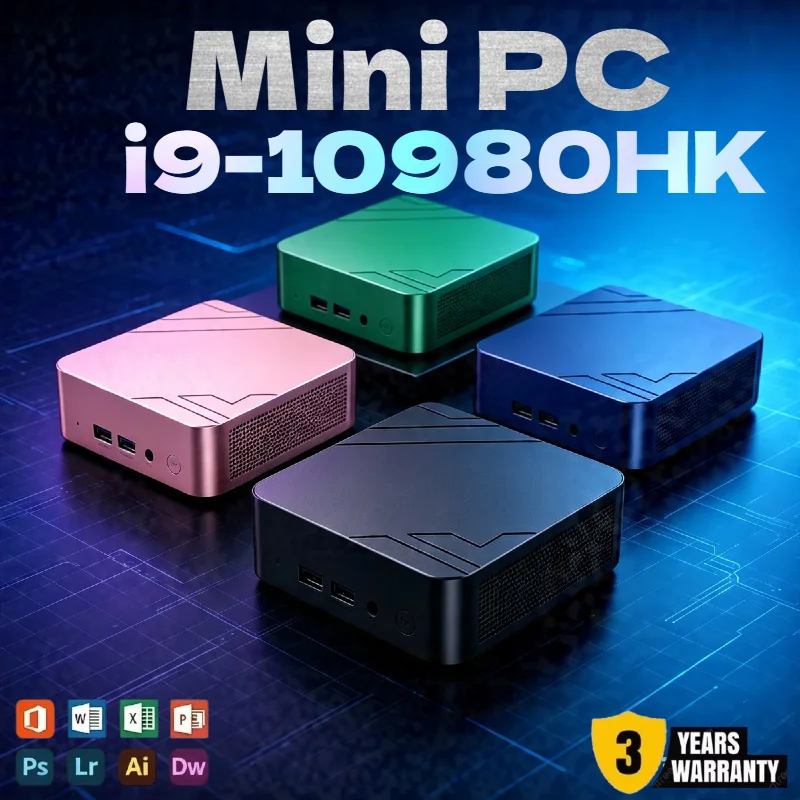 High Performance Intel I9-10980HK Mini PC, 16GB RAM 2TB SSD Small Desktop for Home Study & Office Gaming