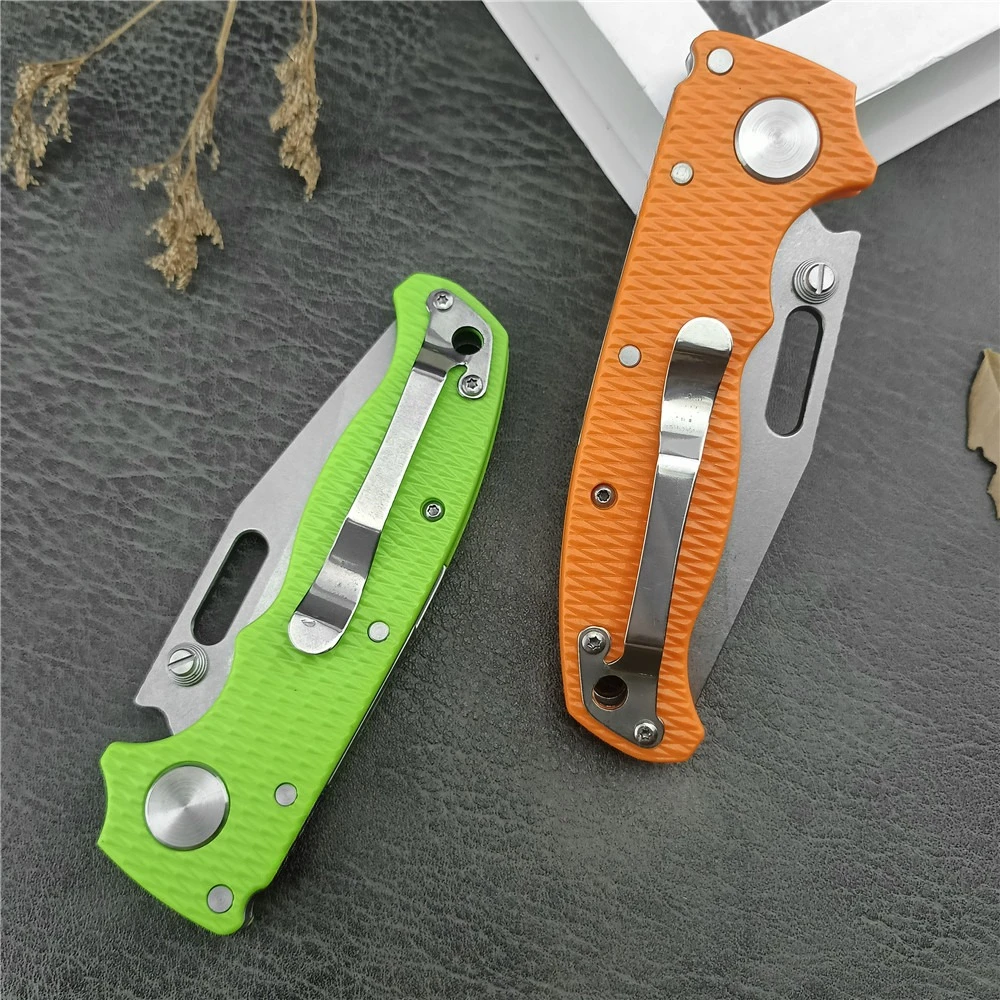 AD20 Folding Knife Clip Point Blade Textured Nylon Fiber Handle Self Defense Pocket EDC Knife Tactical Survival Utility Knife