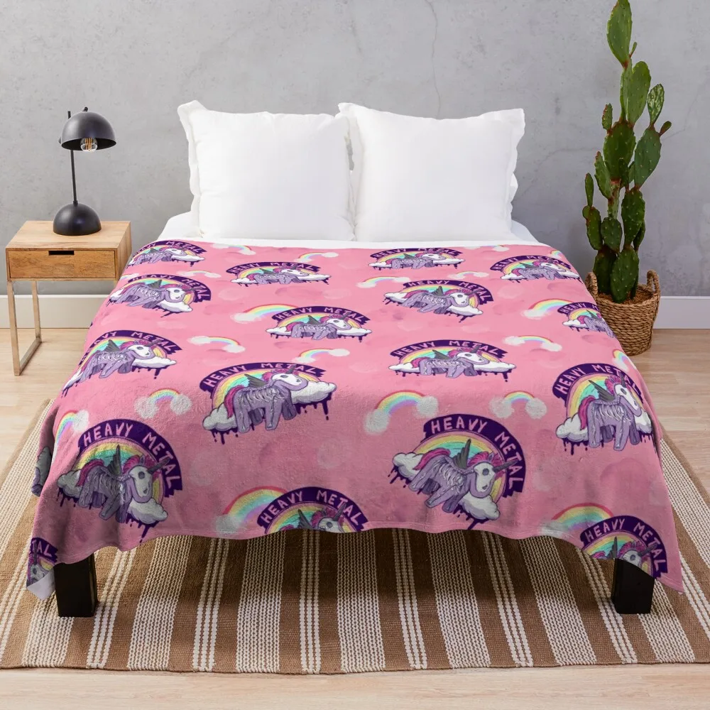 

Heavy Metal Unicorn Skeleton Throw Blanket sofa bed manga Decorative Throw Luxury St Blankets