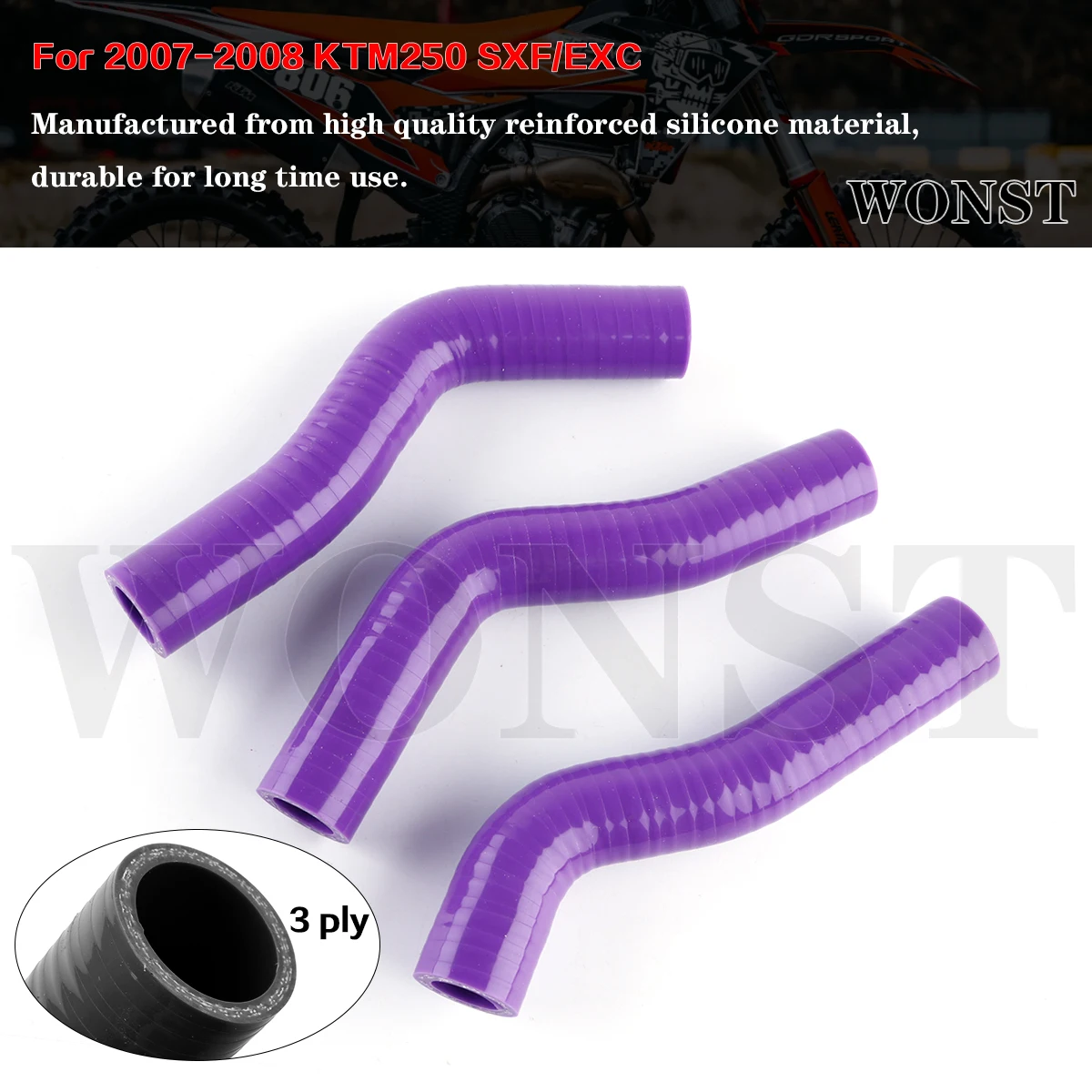 

For 2007 2008 KTM250 SXF/EXC Motorcycle Silicone Radiator Coolant Hose Pipe Kit