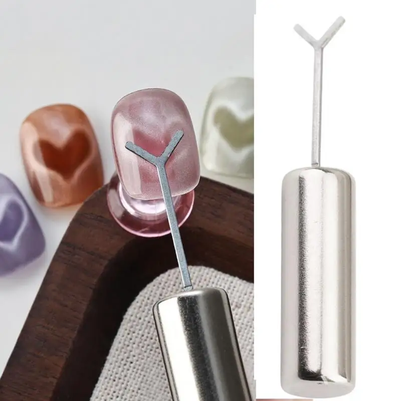 하트 고양이 눈 네일 마그넷, 자석 네일 아트 도구 세트 마그넷 스틱 Y자형 가이드 포함, DIY 매니큐어 키트