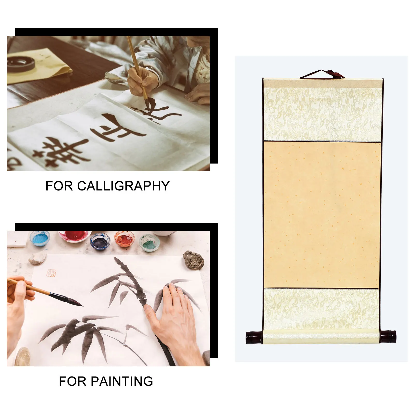 Leeres chinesisches Kalligraphie-Schriftrollenpapier, traditionelles Reispapier, langlebig für Pinselmalerei, Üben von Kunstwand im Vintage-Stil