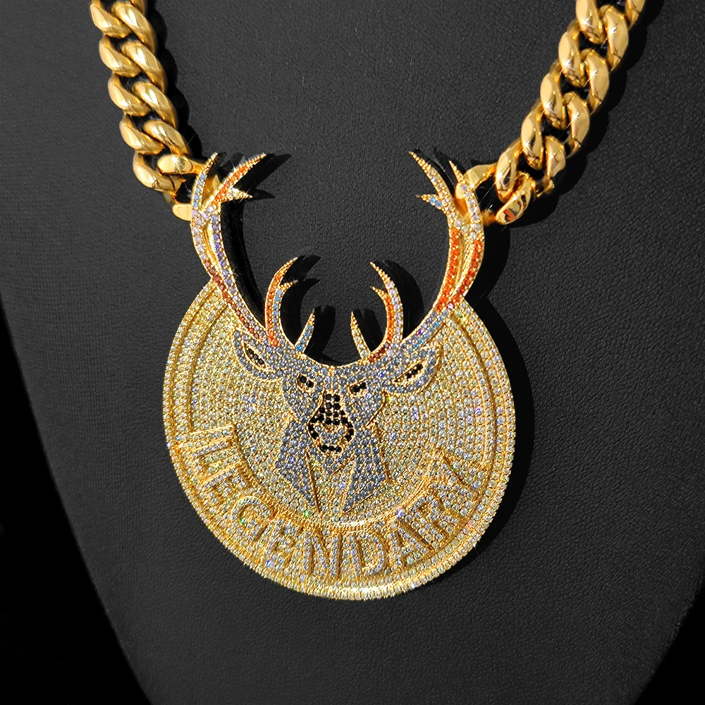 Fashionable Hot Selling Gold Plated Private Custom Logo Pendant Cuban Chain Necklace with Very Shinning Diamond Hip Hop Jewelry