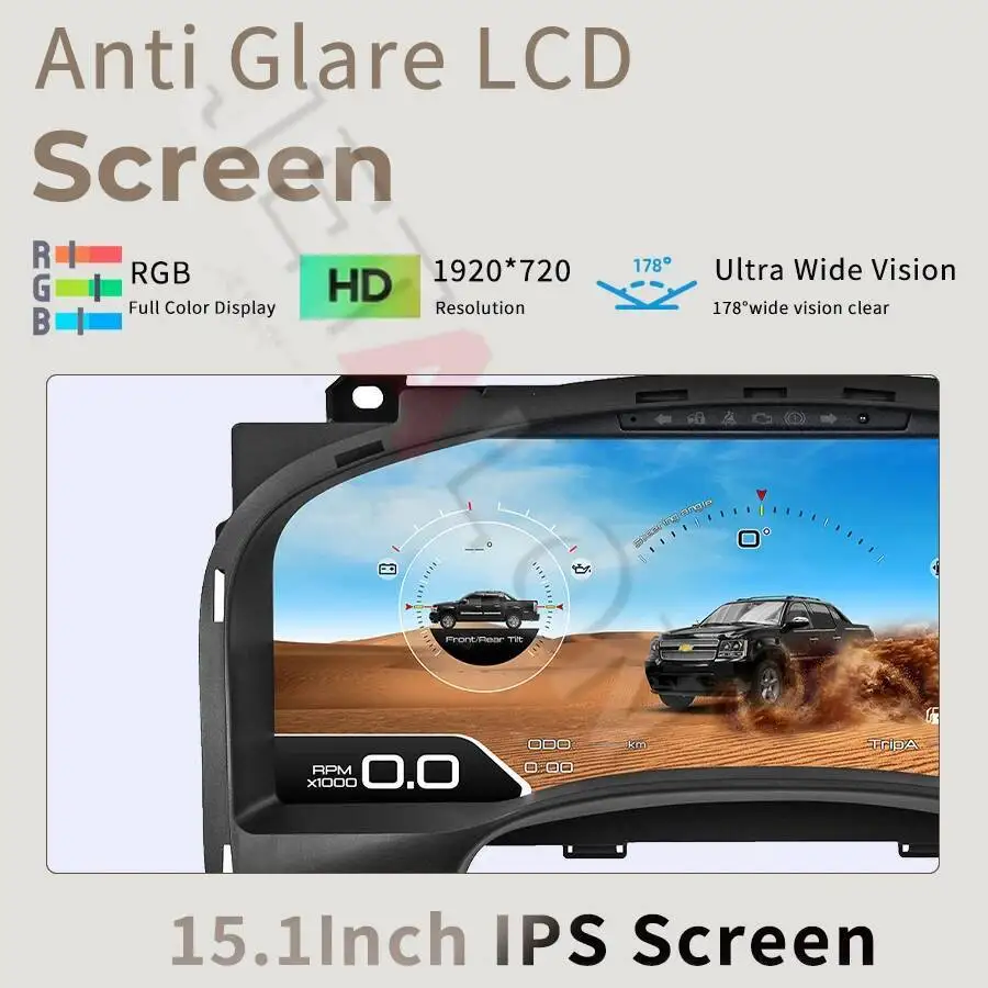 

15.1" Car LCD Digital Instrument Cluster For GMC Chevrolet Silverado Tahoe Suburban Yukon 2007-2013 Speedometer Virtual Cockpit