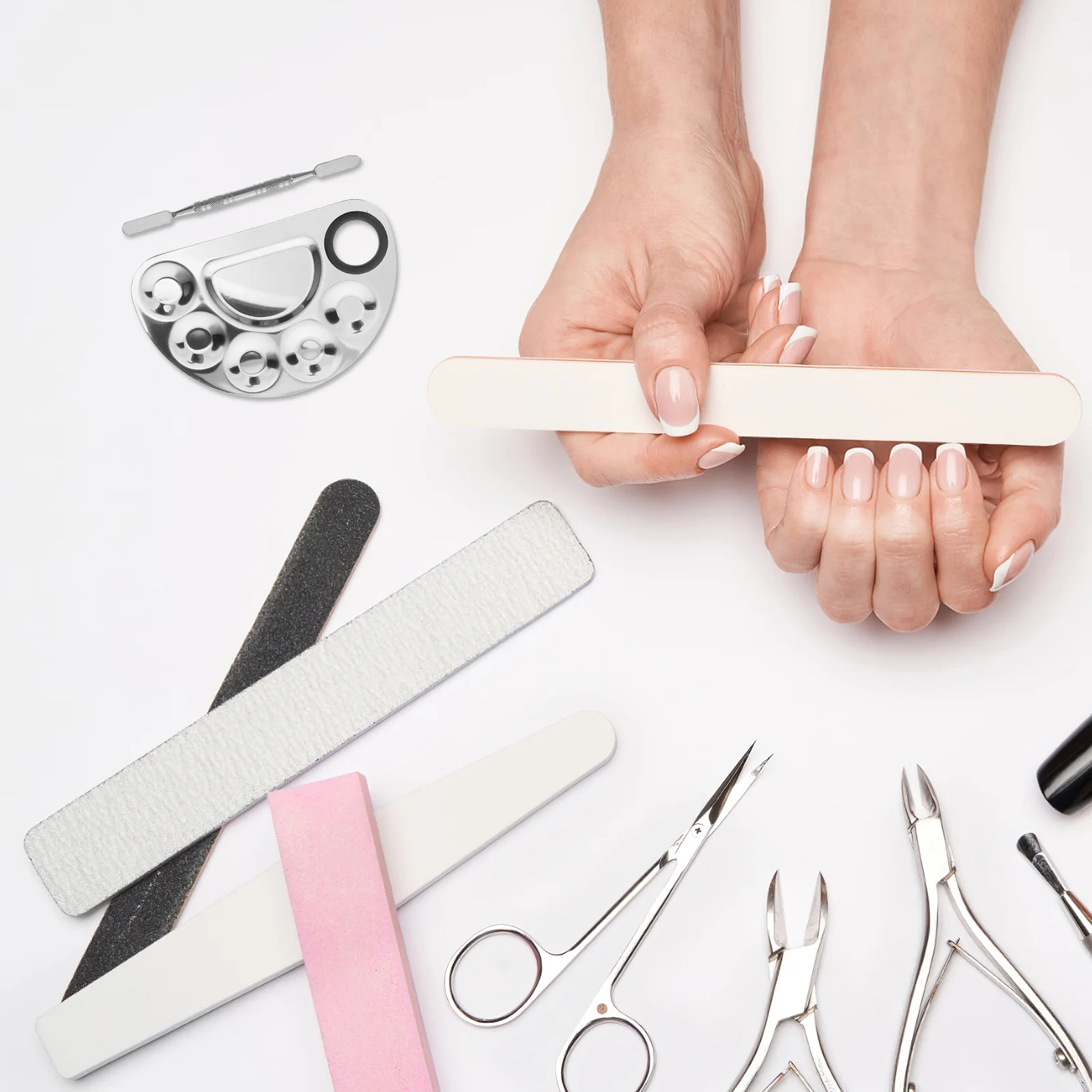 

Metal Makeup Mixing Palette with Spatula for Nail Art Foundation Blending Smooth Application Tools for Enthusiasts