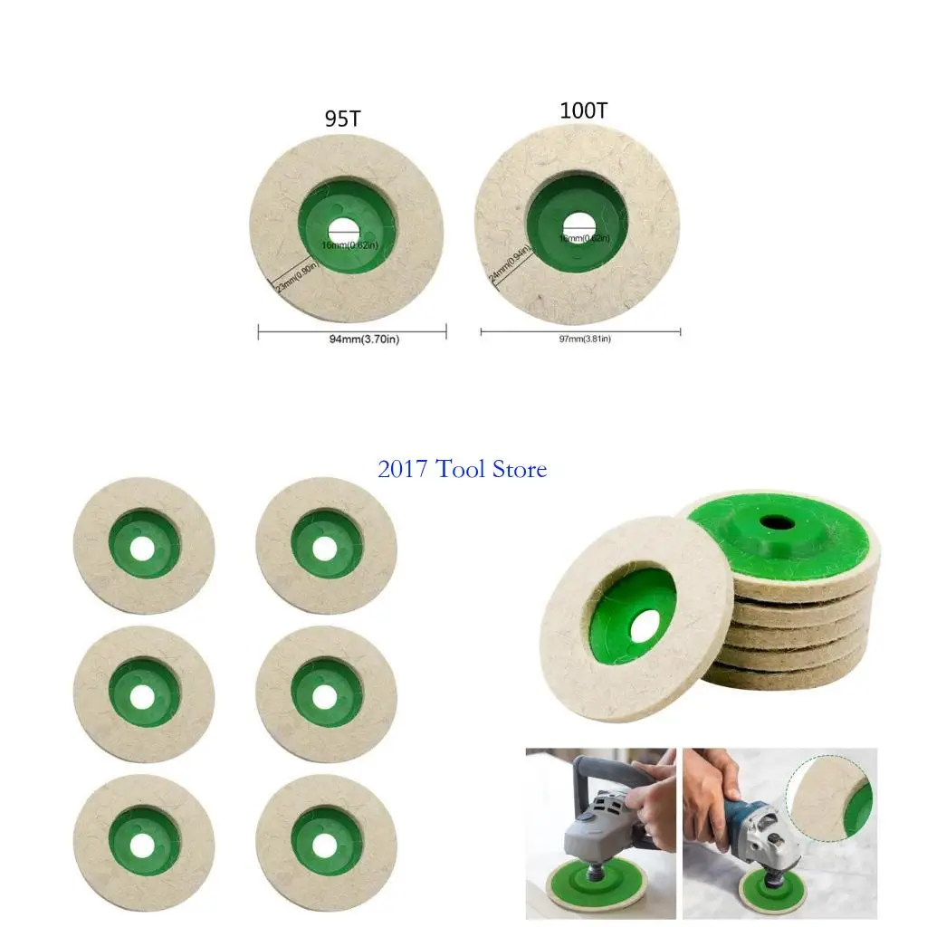 

K92A 6pcs Wool Weelling Wheel Disc Wheel Disc Круглая полировочная полировка колесная колеса для угловой шлифовальной машины для