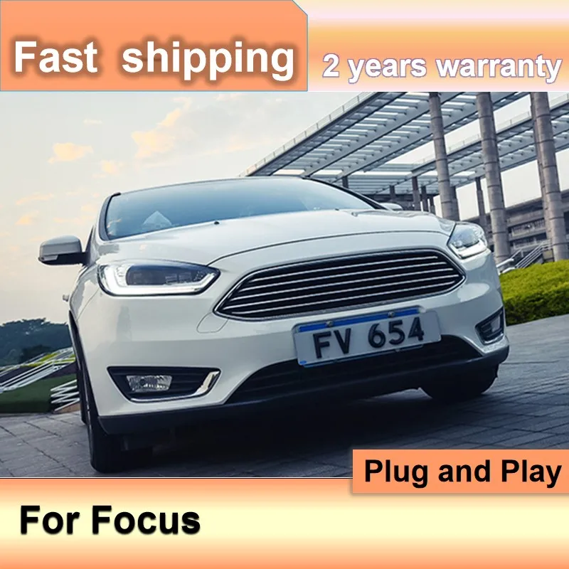 Car Accessories for Ford Focus Head Lights 2015-2018 Focus 3 Headlights DRL Turn Signal High Beam Projector Lens