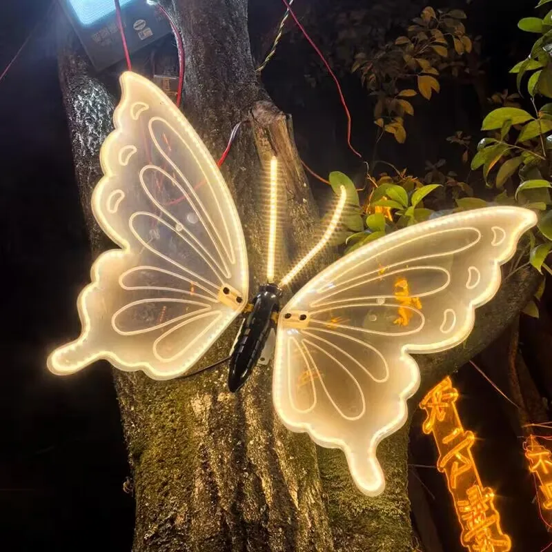 2 pieces of LED outdoor simulation dynamic static butterfly lights holiday party decorations