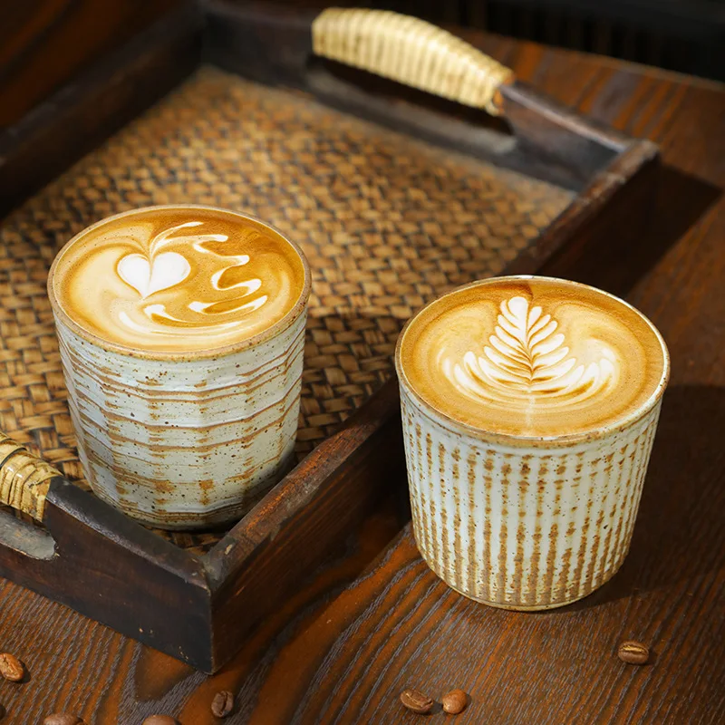 

Japanese Retro Ceramic Coffee Mug Handmade Latte Cup Rustic Tea Cup for Home Office