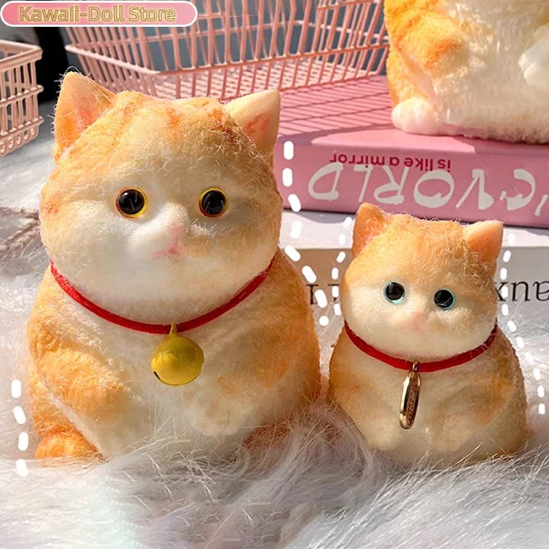 Chat porte-bonheur créatif, chat gingembre mignon, jouet à rebond lent avec argile douce pour presser la décompression, jouet d'ornement cadeau pour enfants