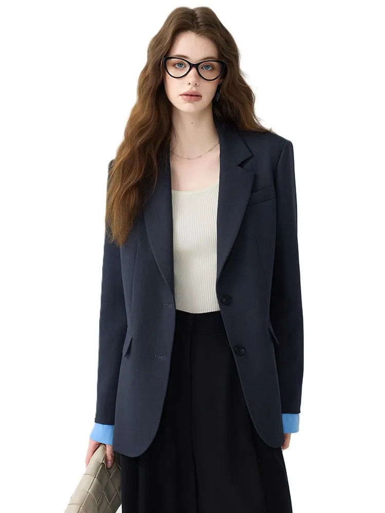 

Autumn Winter Ladies Loose Blazer Coat Women Black Gray Female Casual Jacket