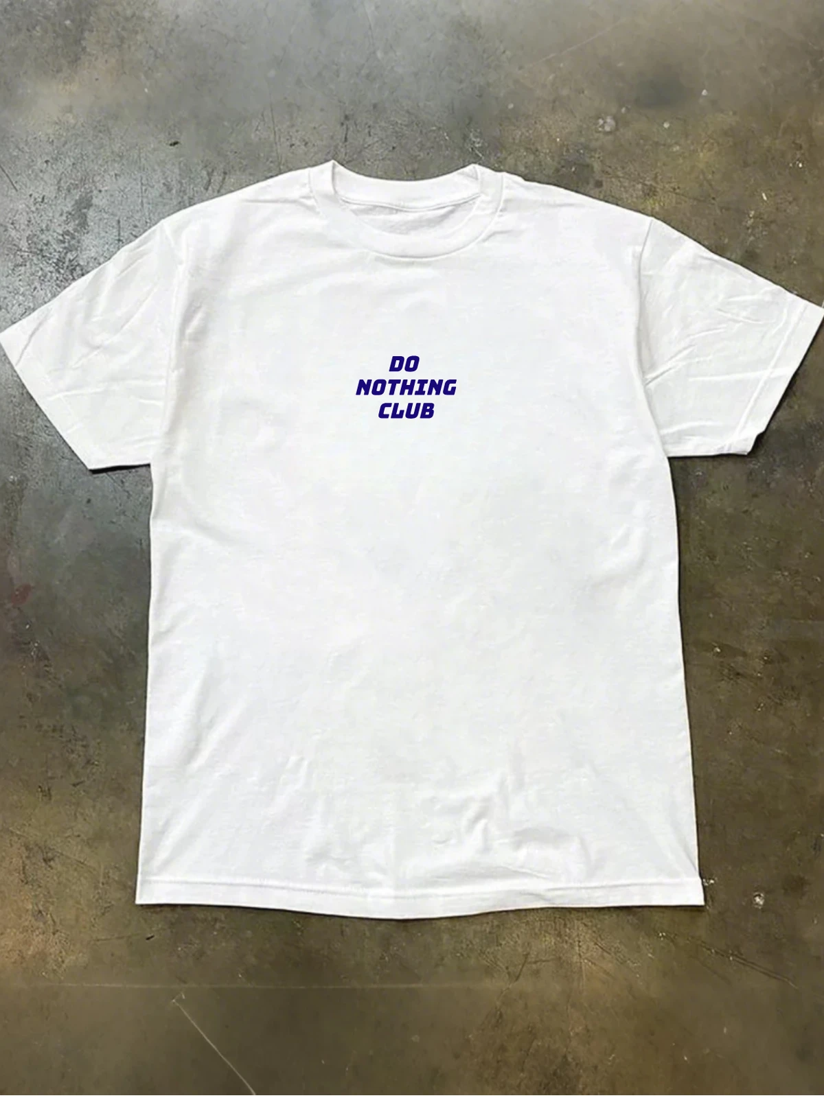 Do Nothing Club Creative Cotton T-Shirt Short Sleeve Casual Style round Neck Print Design Breathable And Skin-friendly