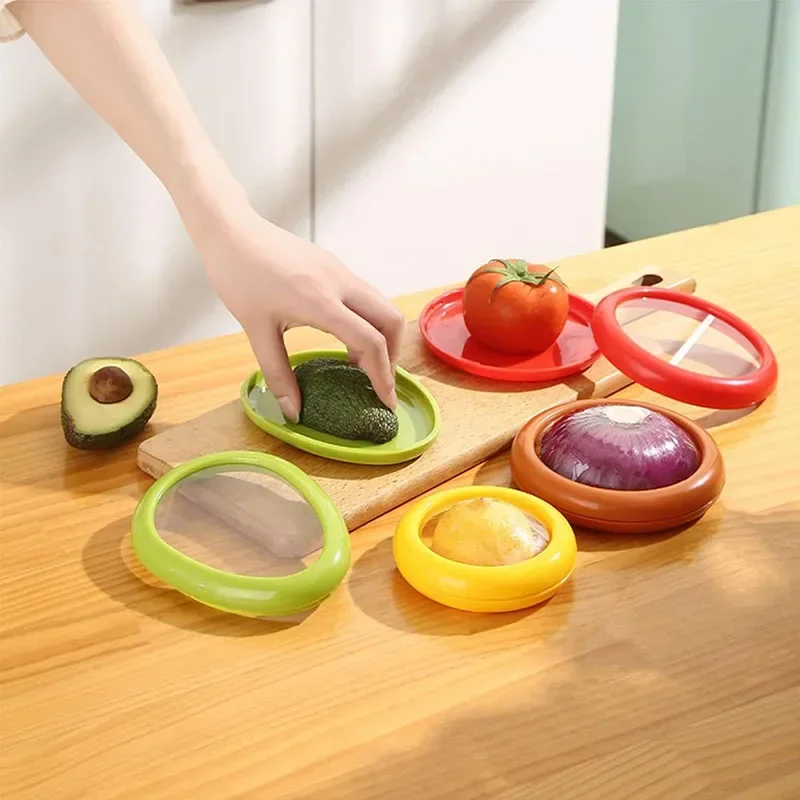 Lemon Tomato Avocado Preservation Seal Cover Fruit Vegetable Airtight Fresh Storage Box Transparent Reusable Kitchen Tools