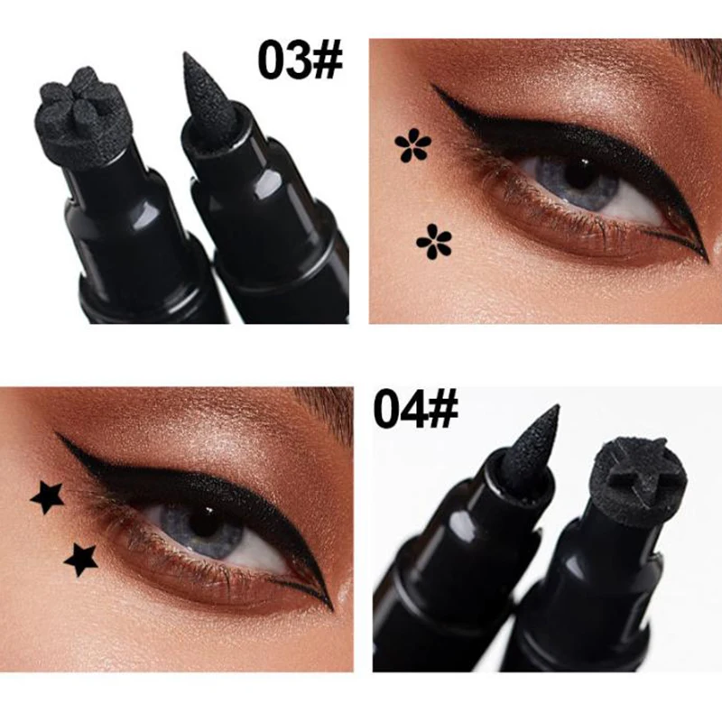 2 In 1 Vlinderzegel Eyeliner Pen Star Maanstempel Langdurige Waterdichte Zwarte Vloeibare Eyeliner Potlood Ogen Make-Up Cosmetisch