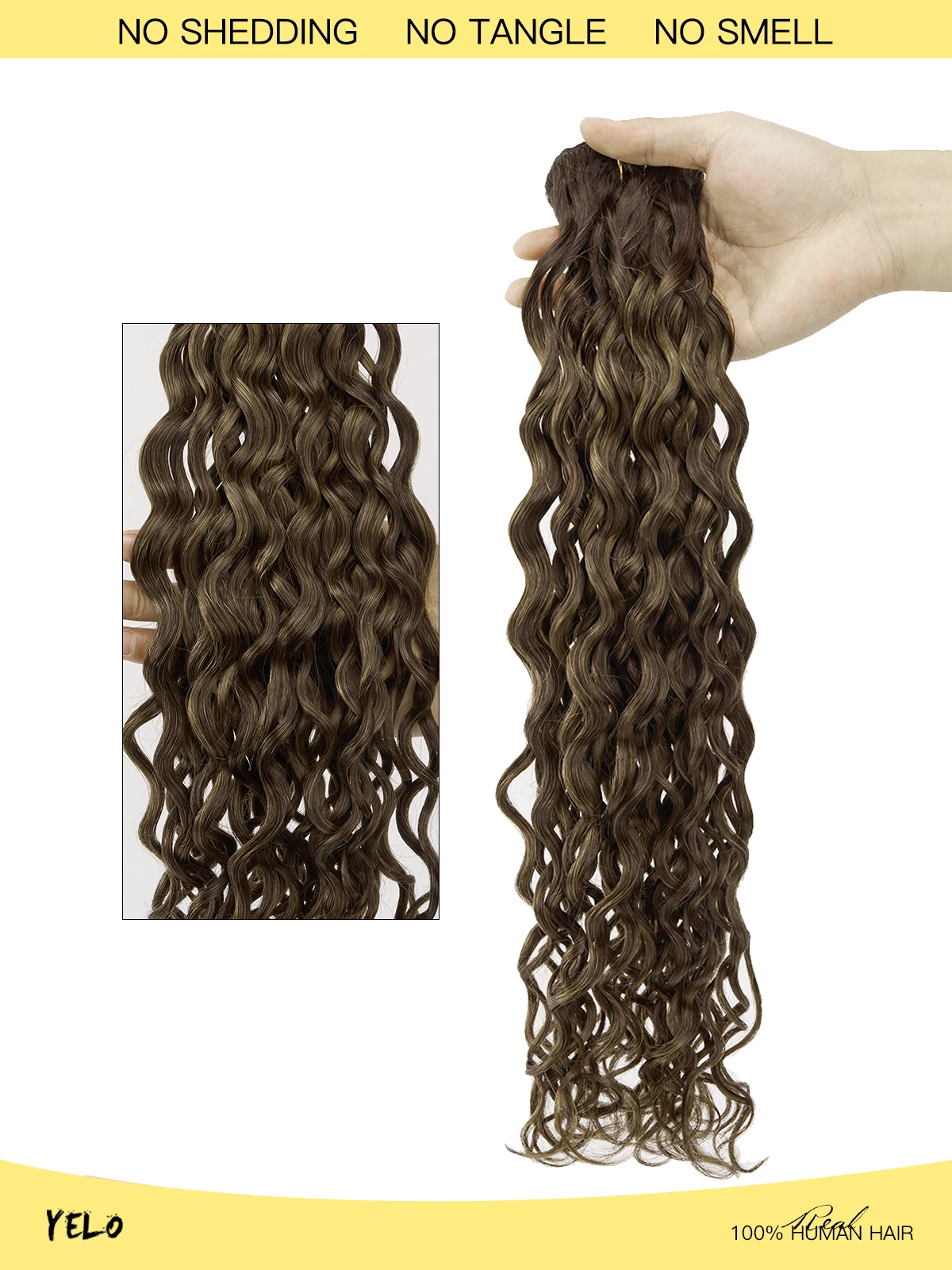 Yelo Curly คลิปในส่วนขยายของผมมนุษย์จริงผมเปียกและหยัก 100% บราซิล Remy Human Hair คลิป 12-26 นิ้วสําหรับผู้หญิง