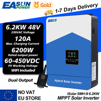 EASUN 6200VA 6200W Hybrid Solar Inverter 48VDC MPPT 80A 450VDC PV Input Pure Sine Wave Inversor with WIFI Support BMS