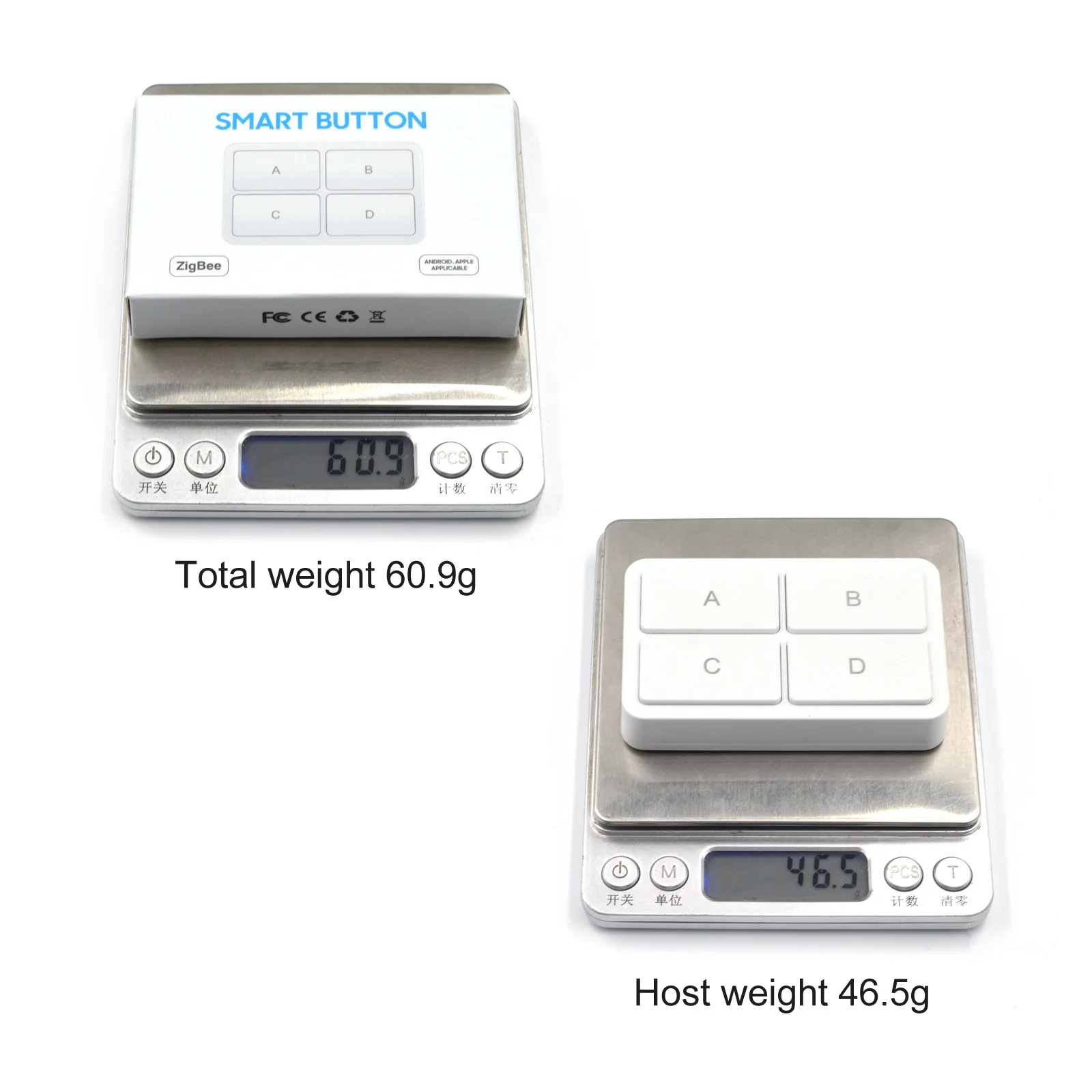 Tuya Smart Home Wireless Scene Switch Modern 4 Gang Battery Power ZigBee Wireless Light Smart Button Switch Single Pole 10A Max