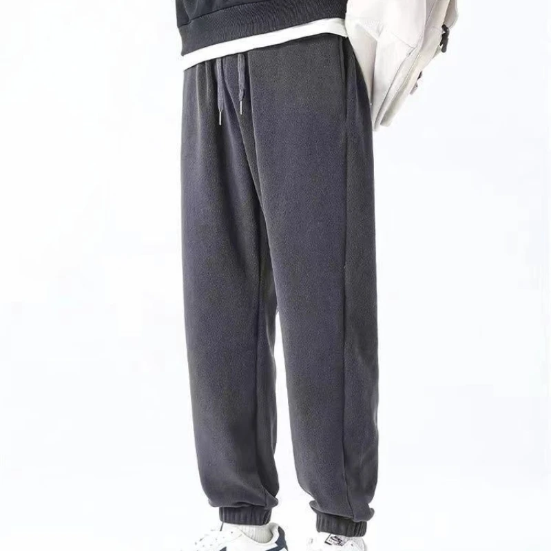 

New Autumn Winter Women Pants Double-sided Velvet Loose Fit Youth Casual Long Trousers Men's Clothing Elastic Waist Streetwear