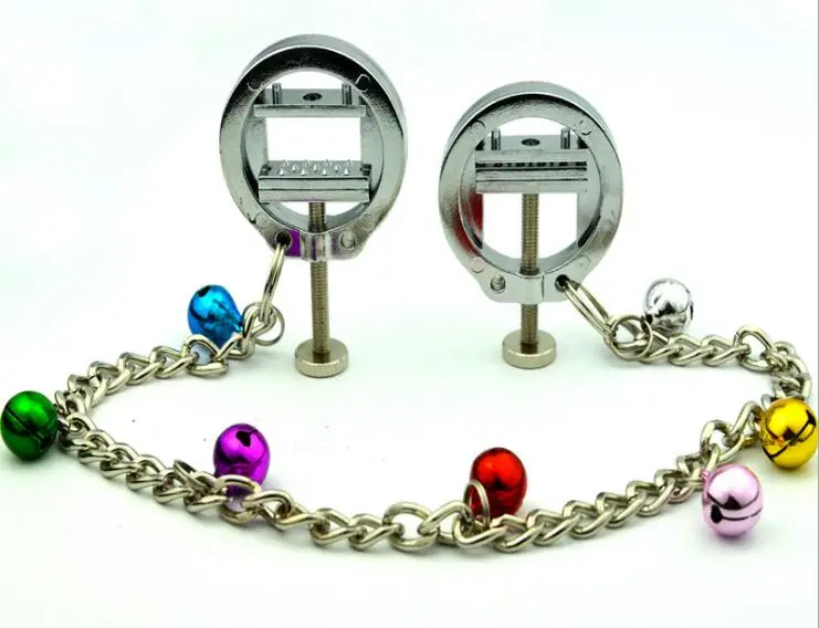 Anello bondage regolabile femminile di clip per spremere capezzoli con morsetti a catena a campana Dispositivo stimolatore del seno Giocattolo del sesso BDSM per adulti