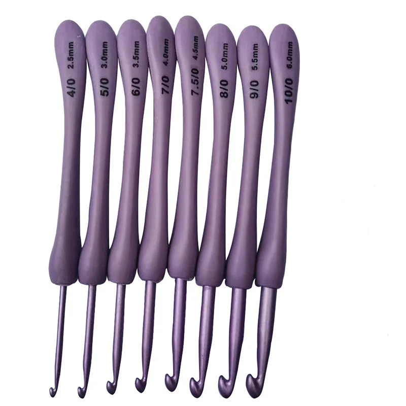 

8Pcs/set lavender purple Crochet Hooks Set Craft Crochet Weaving Knitting Needles Hooks For Sewing Crafts Stitching 2.5-6.0mm