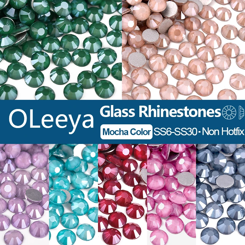 OLeeya SS6-SS30 Mocha Glass Crystal Flatback Rhinestones Glue On Stones for Nail Art DIY Crafts Decoration