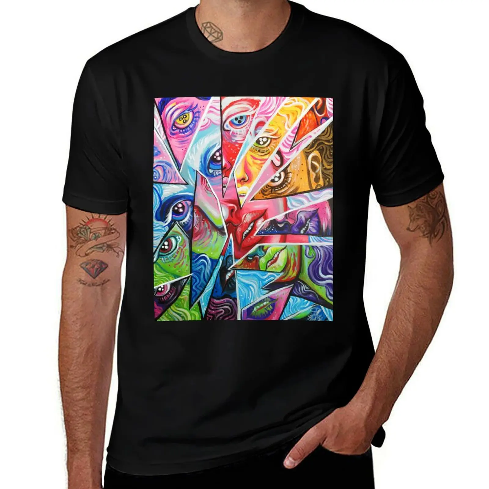 Prism - Acrylic Painting T-Shirt Plus Size Gym Sports T-Shirt