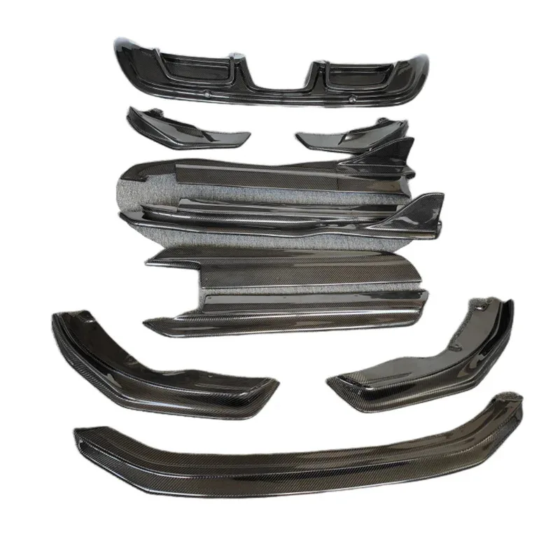 

Used for 718 Cayman Boxster Carbon Fiber A-style Front Lip Side Skirt and Rear Diffuser Body Kit