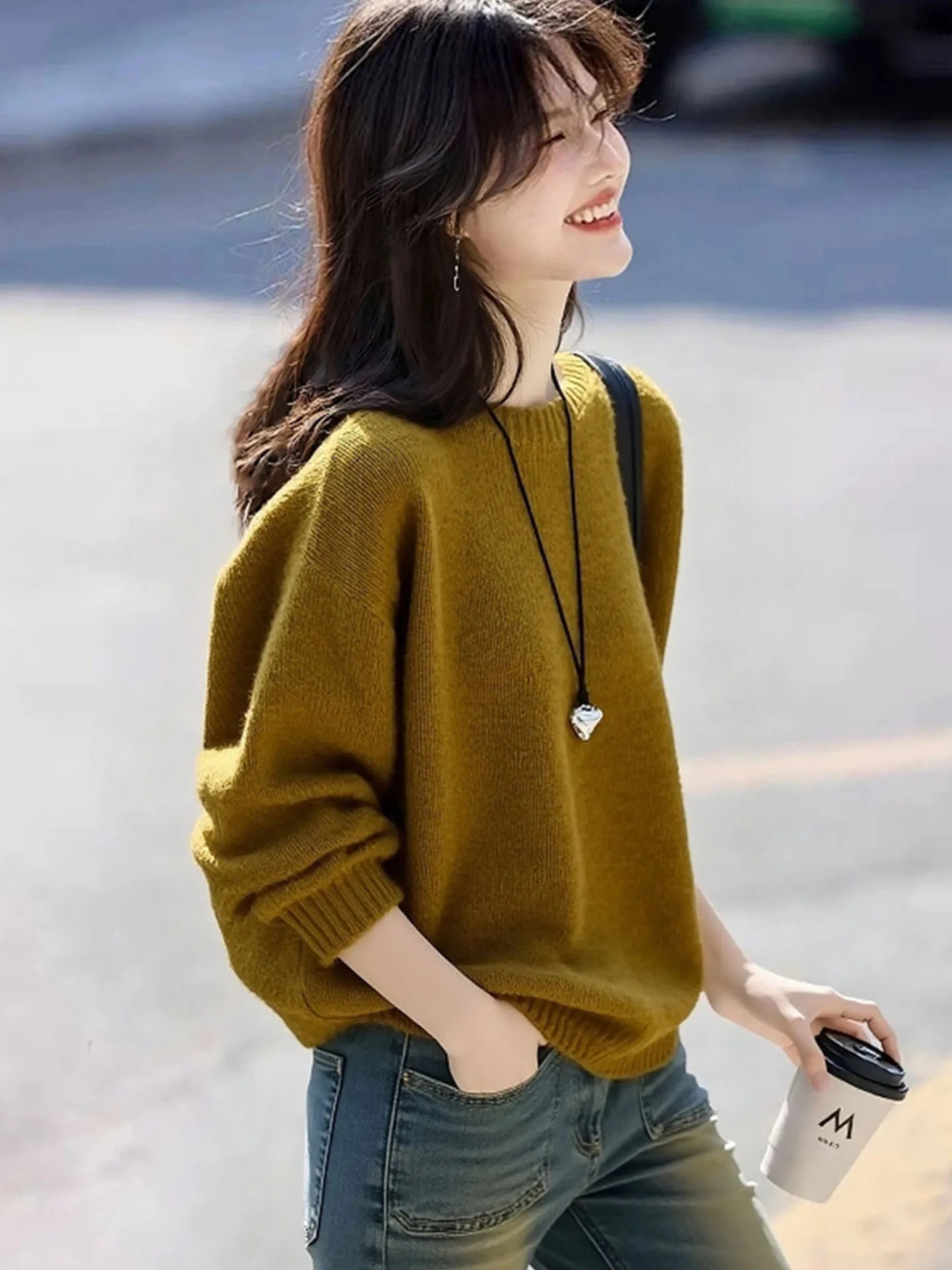 Solto longo sve camere camada base irt tripulação ne thiened confortável inverno faion diário high-end sentimento camisola