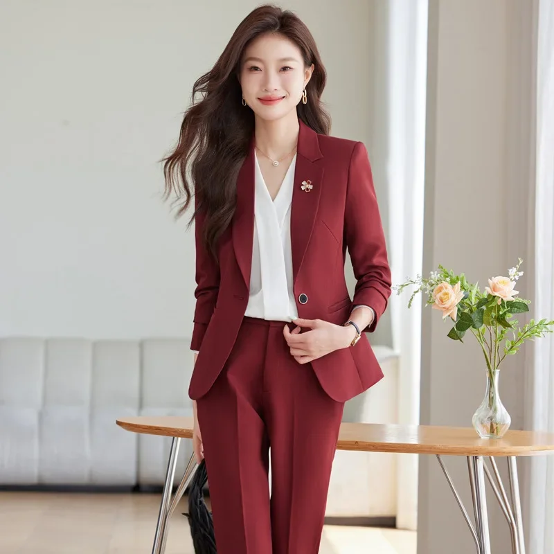 2024 New Women's Long Sleeve Professional Western-Style Busalong Suit Trousers Formal Workwear China Mainland Origin