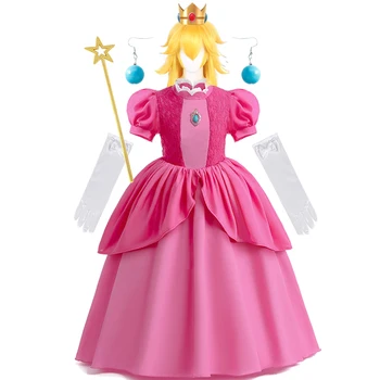 Crianças menina vestido de princesa cosplay traje de princesa aniversário das crianças vestido de carnaval meninas vestido de festa desempenho traje