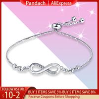 PANDACH Authentic 925 Sterling Silver Infinity Adjustable Bracelet For Women Hot Fashion 8 Word Bracelet For Gift CMB81