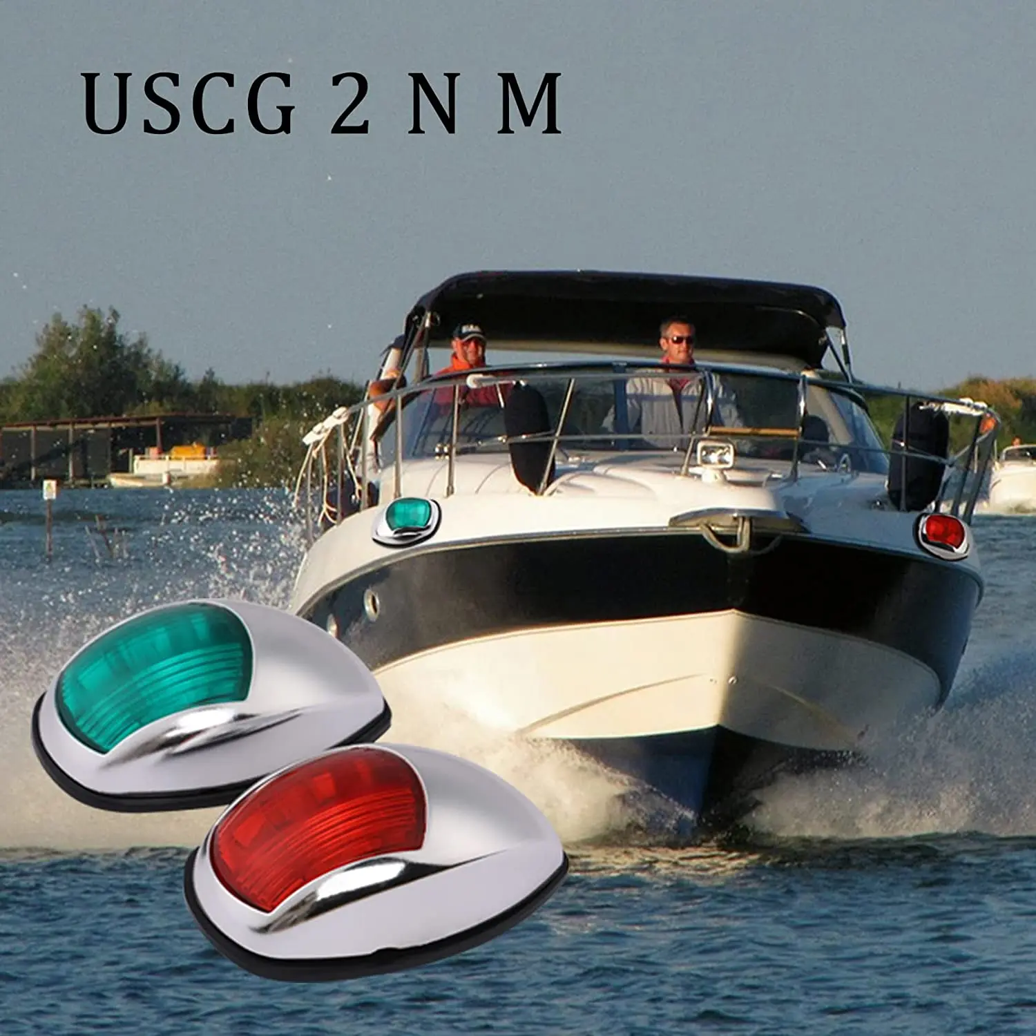 Boat Navigation Lights Red and Green LED Marine Vertical Mount 10-30 Volt USCG 2 NM 1 Pair ( Vacuum Electroplate Silver)