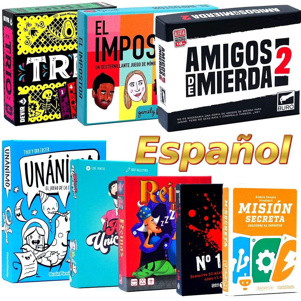 Spanish Card Game Party Friends The Imposter El Tonto del Pueblo Black Stories Unanimous Strategy Board Games Mision Secreta