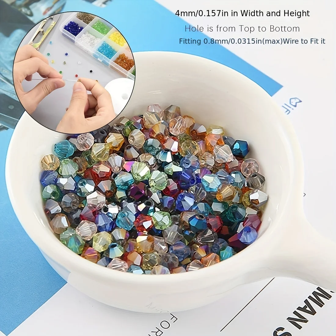 1500PCS 4mm Glass Crystal Beads Spacer Beads Faced Crystal Glass Beads 15 Colors Used for DIY Bead Bracelet Necklace Crafts