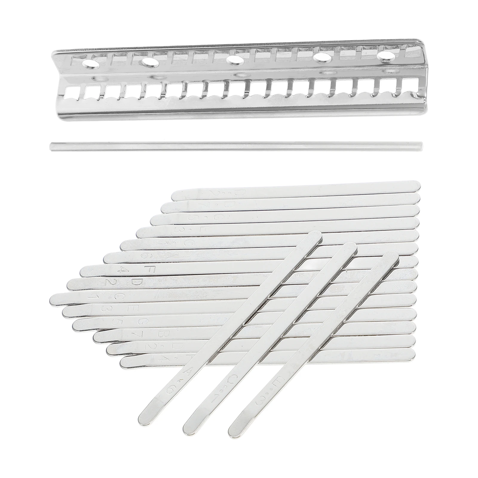 

1 Set Of 17 Note Kalimba Keys Thumb Piano Replacement Parts Flexible Metal Strips Crisp Sound Smooth Playing Bending Design For