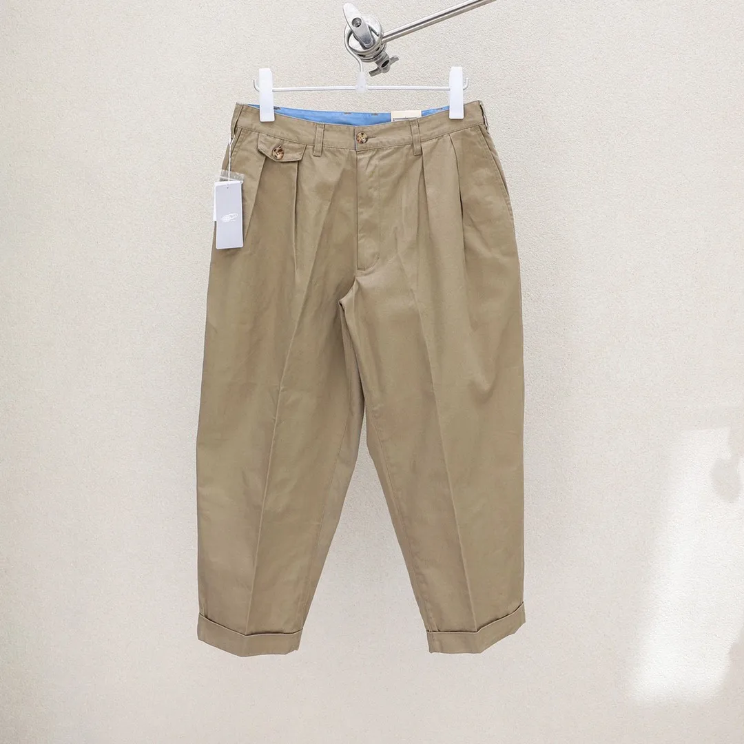 BEAMS PLUS ready-to-wear washed twill pleated tapered khaki pants