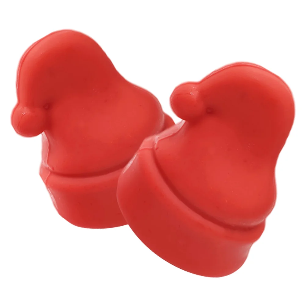 

2pcs Red Silicone Stoppers Christmas Santa Hat Bottle Sealing Caps for Party Favors Decorative Beverage Preservation