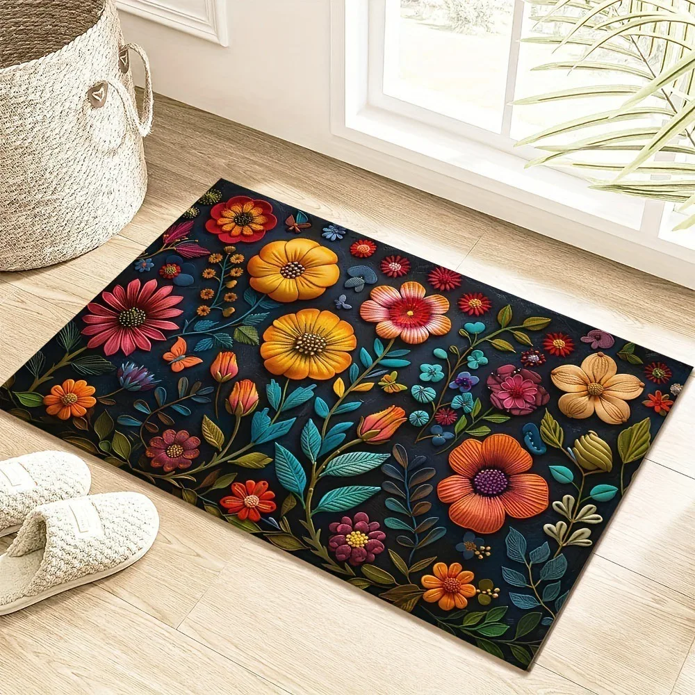 

Creative Non-slip Flower Carpet 3D Flower Soft Door Gasket Irregular Shaped Absorbent Coral Carpet Home Decor