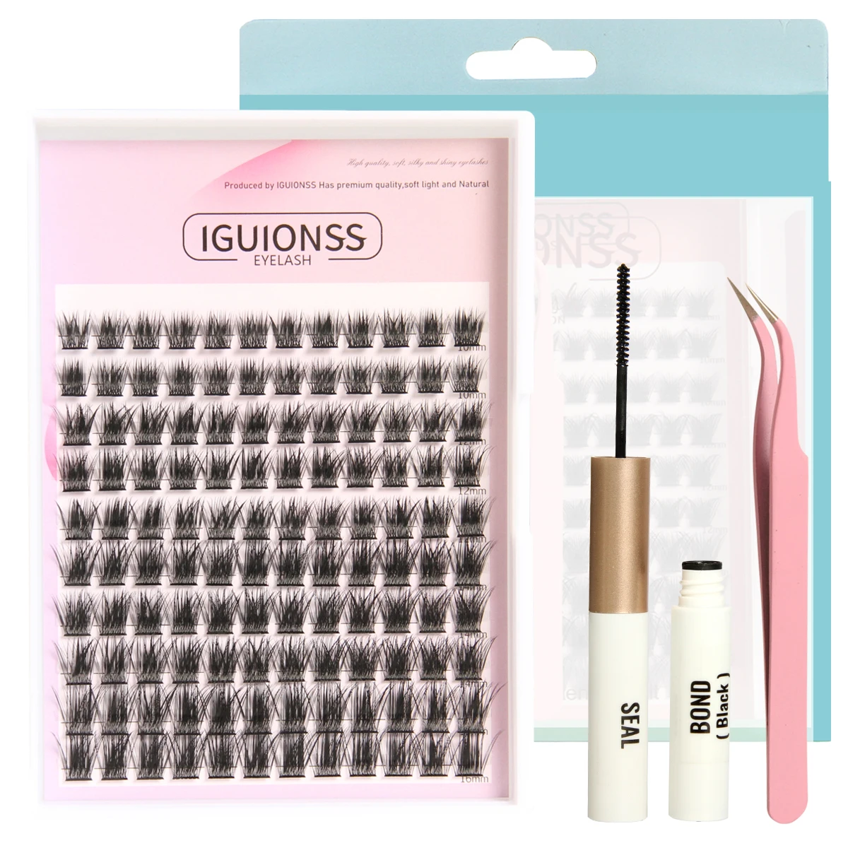 

DIY Eyelash Extension Kit Various models and flower shapes with Lash Clusters Bond and Seal Glue Beginner Set Thin Band Cluster