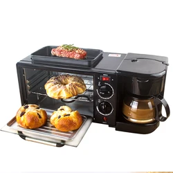 Factory Price Smart 3In1 Breakfast Maker With Toast, Oven Coffee Pot Frying Pan 3 In 1 Multi Function Breakfast Maker Machine