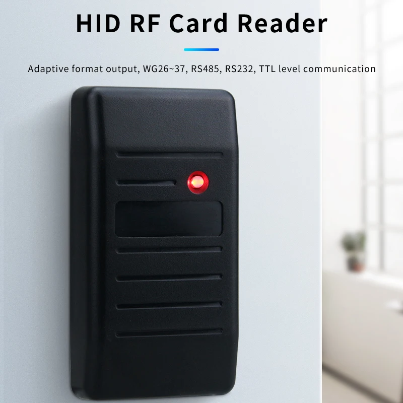 125Khz RFHID Access Card Reader, Waterproof RF Card Reader, Wiegand 26-37, RS485, RS232, TTL Level Communication Interface