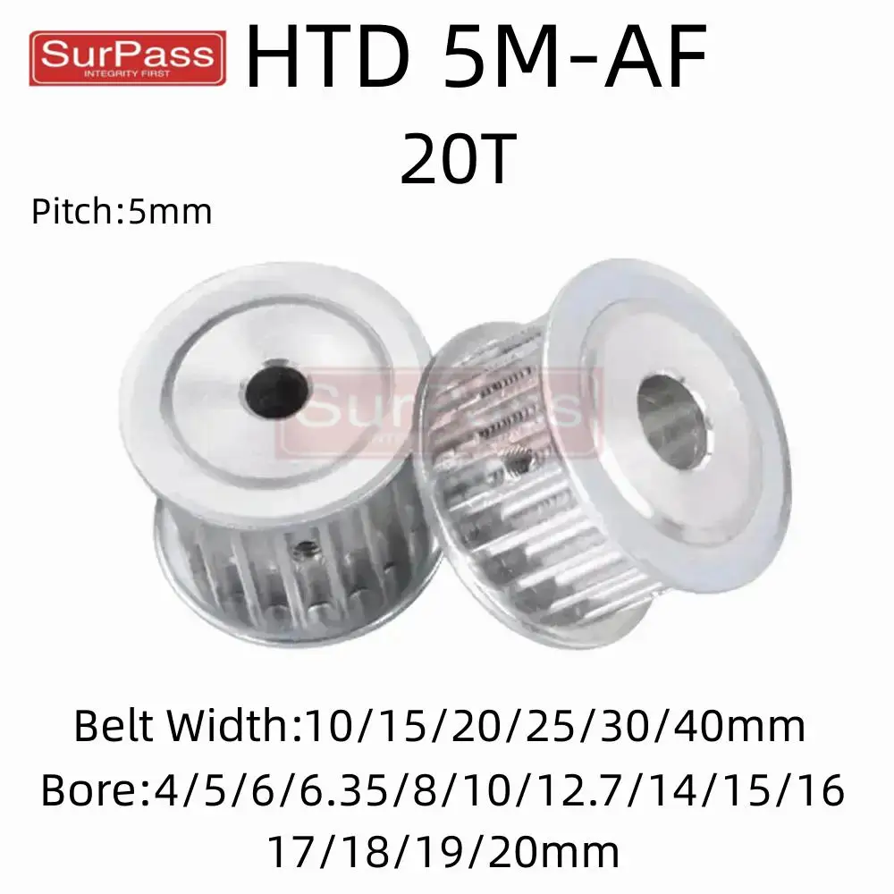 

AF Type 20 Teeth HTD 5M Timing Pulley Bore 4mm-20mm for 10/15/20/25/30/40mm Width Belt Used In Linear Pulley 5GT