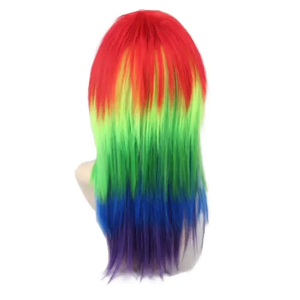 Long Rainbow Straight Synthetic Wigs for Women Men Multi-Colored Cosplay Wigs Anime Wig for Halloween Costume Christmas Party