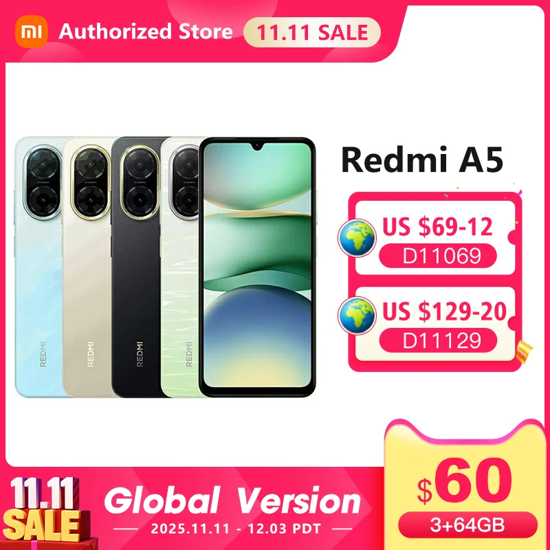 yZ[zXiaomi Redmi A5 O[oo[WX}[gtH 32MP AI fAJ 6.88 "fBXvC UNISOC T7250 CPU 5200mAh obe[ 15W [d