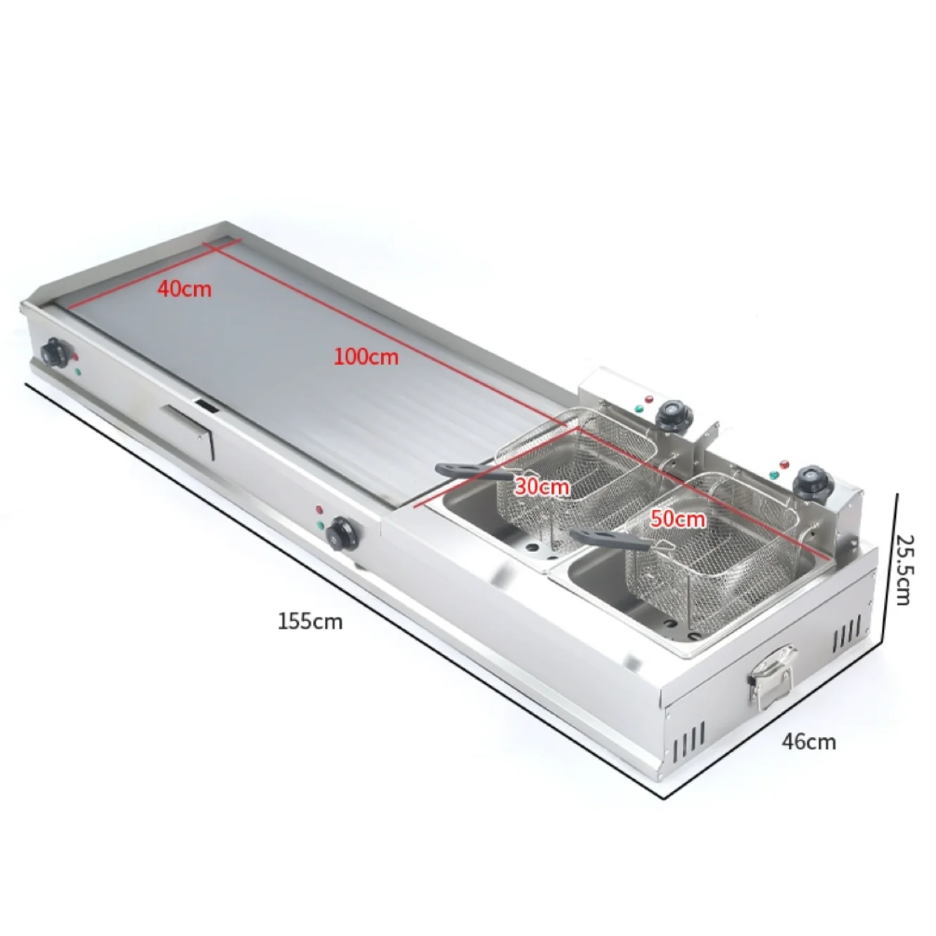 

Hot Sale Thickened Stainless Steel Electric Double Fryer + 100 Grill