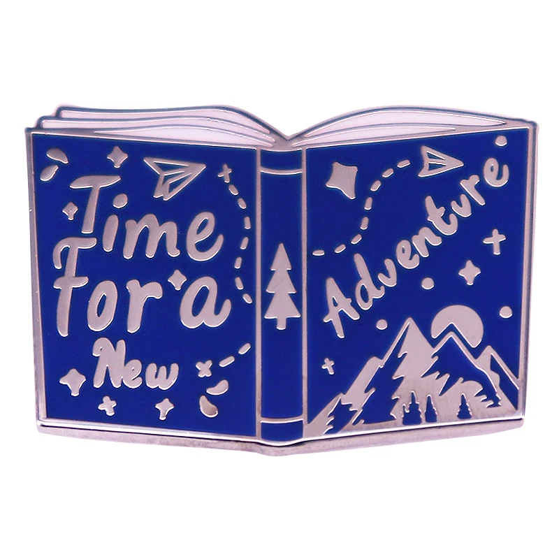 

A2851 Time for a new adventure book Mountain Explore Enamel Pin Camping Life Lapel Badge Travel Brooch Outdoor Adventure Jewelry