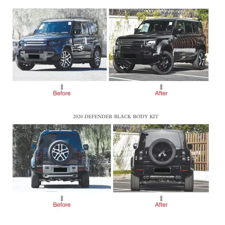 Front and Rear Bumpers Side Skirt Upgrade 20 Models Upgraded Defender 007 Limited Edition Black Body Kit for Land Rover 3