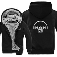 Man Trucks Hoodies Men Coat Winter Warm Fleece Man Trucks Sweatshirts Jacket