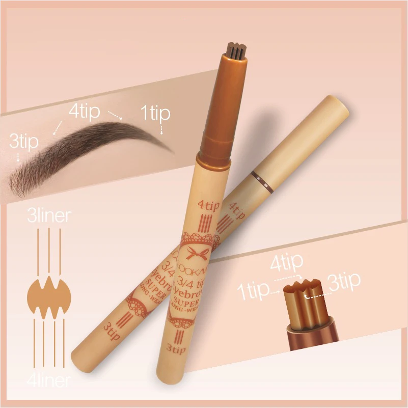 Matita per sopracciglia a 4 punti marrone scuro Matita per fronte a lunga durata Penna per tatuaggio per sopracciglia Microblading impermeabile Cosmetico