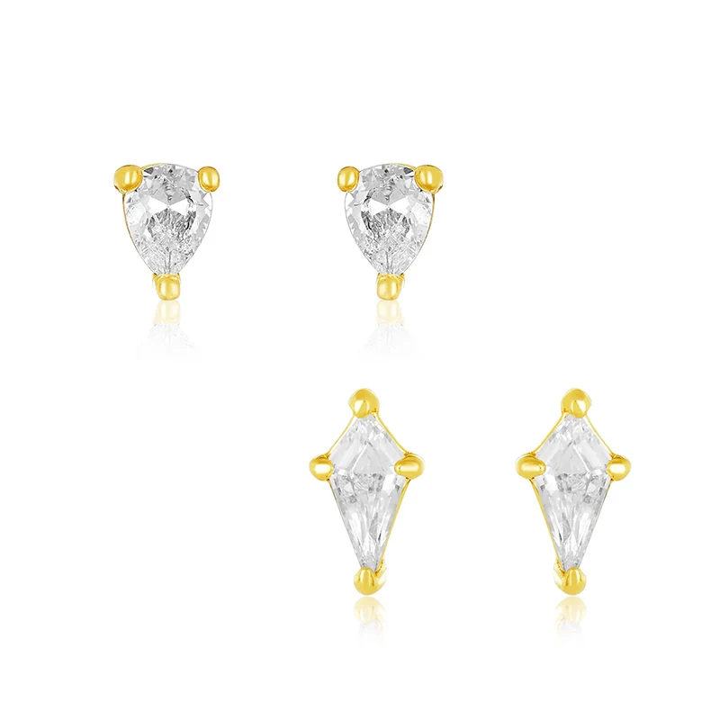 CRMYA Gold-plated Hoop Clip Earrings For Women Punk Style Cubic Zirconia Big Huggies Earrings Set 2023 Women Jewelry Wholesale